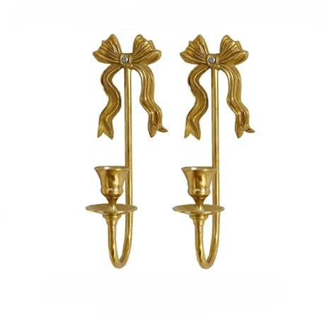 WENYOG Wandkerzenhalter Kerzenhalter aus reinem Kupfer, geschnitzt, for Aufhängen an der Wand, Kerzenständer in Goldener Knotenform, Wand-Kerzenhalter, dekoratives Wohndekor(02)