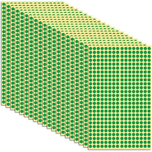 12480 st prickklistermärken självhäftande 6 mm små cirkelklistermärken färgade runda cirkelklistermärken (grön)
