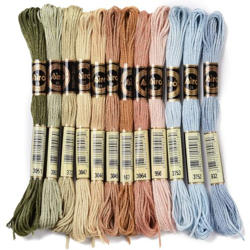 CABODYALS 12 madeja de Hilo de Bordar de 96 m Hilo de Punto de Cruz Jaspeado Hilo de 6 capas de Color Degradado para Pulseras de la Amistad Hilos para Hacer Joyas Pulseras Tejer Coser Y Suministros pa