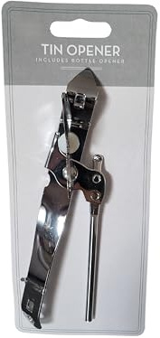Strong Durable Stainless Steel Tin Can Opener, Manual Tin Opener, Built in Bottle Cap Opener, Compact for Easy Storage, Travel Can Opener, 2 in 1 Can & Bottle Opener (1)