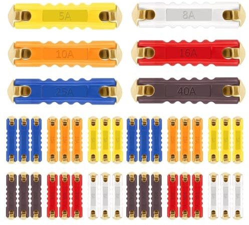 90 Stück 6 Wert Torpedosicherungen Set 5A 8A 10A 16A 25A 40A Torpedo Sicherungen Keramik Keramiksicherungen Abschmelzsicherungen für Europäischen Oldtimer (COLOR:Farbe)
