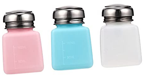 ASAKKURA 3pcs Nail Polish Remover Bottle Press Pump for Travel Toiletry Empty Pressing Bottle for Isopropyl Alcohol