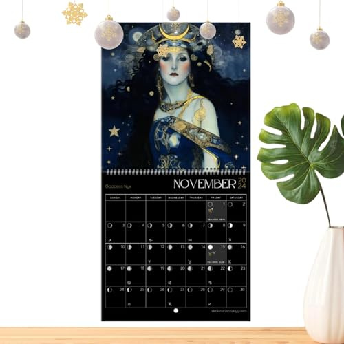 Månkalender 2024, astrologi 2024 kalender väggkonst Gud Full Moon Tracker | Fashus för astrologi dekorationer hängande säkert och dekorativt för vardagsrum