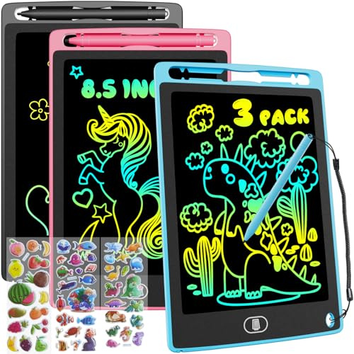 Electight 3 Pack 8.5 Inch LCD Drawing Tablet for Kids, Colorful Writing Board Kids Toys Gifts Learning Educational Toys for 3 4 5 6 7 Year Old Boys Girls Black Pink Blue | Colorful Writing Board, Kids Toys Gifts Learning Educational Toys for 3 4 5 6 7 Year Old Boys Girls