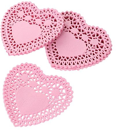 Homoyoyo 250stücke Hollow Love Heart Placemats Tortenspitze Aus Papier Ölfeste Spitzenunterlagen Für Dekoration Für Hochzeiten Und Desserts Farben Variabel