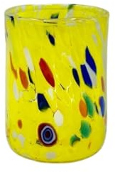 MurArt Murano Lot de 6 verres de 300 ml Collection Tower en verre soufflé à la main en fabrication artisanale Made in Italy (jaune, Shot 6 pièces)