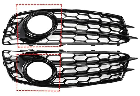 A3 8P Paar Frontstoßstangen-Nebelscheinwerfer-Kühlergrill, kompatibel mit Audi A3 8P S-Line 2009–2012. Frontstoßstangen-Nebelscheinwerfer-Surround-Grillschutz(Black)