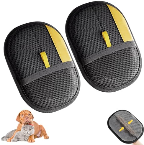 Benaewa 2 Pcs Pet Hair Removal Glove, Two-Way Brush Pet Static Hair Removal Gloves for Beds, Clothes