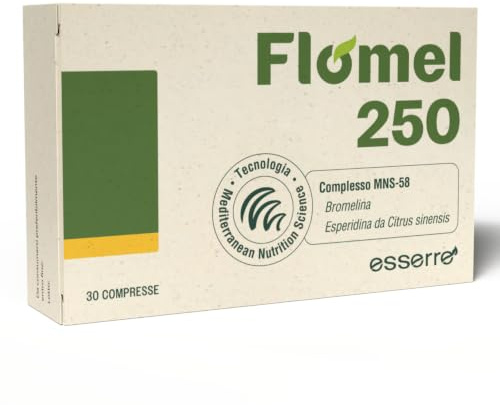 Esserre Flomel 250 | Integratore con Bromelina | 30 compresse | Integratore Alimentare con Esperidina | Supporto per Gambe Pesanti e Drenaggio dei Liquidi | Senza Glutine Senza Lattosio