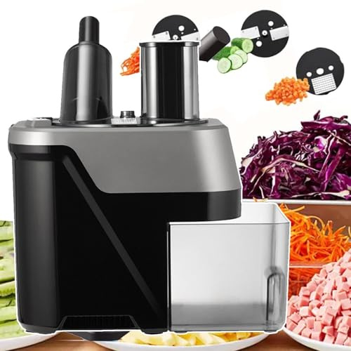 lealovengzh Cortadora AutomáTica De Verduras De 100W (Cortar En Dados, Rebanar Y Triturar) | Cortadora De Frutas Y Verduras EléCtrica, Procesadora De Alimentos, Gran Calibre: 76 * 60Mm | 330 LB/H B