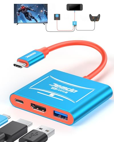 JEMDO Switch 2 TV Docking Station V22.0.0 Upgrade, 4K 144Hz HDMI 2.1 Adapter with 48Gbps Output, PD 100W & USB 3.2 Port, Portable Compact Travel Dock Compatible with Nintendo Switch 2/OLED/2017