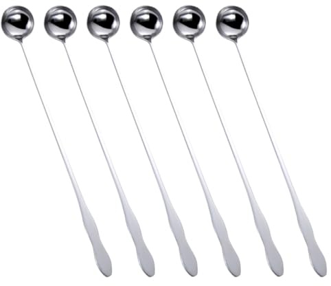 Luxshiny 6 Cucchiai in Acciaio Inossidabile Manico a Forma di Zucca 32 Cm, Cucchiaio per Mescolare, Cucchiaio per Ghiaccio e Gelato Riutilizzabile, Adatti per Bar, Casa e Ristorante