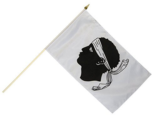 Flaggenfritze Stockflagge Frankreich Korsika 30 x 45 cm - handlich zum Schwenken, Dekorieren und Flagge zeigen