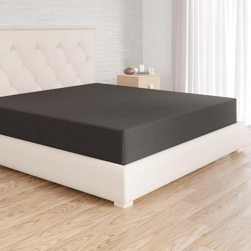 Amazon Basics Sabana Bajera Ajustable, 200 x 200 x 30 cm, de Poliéster Microfibra, Negro