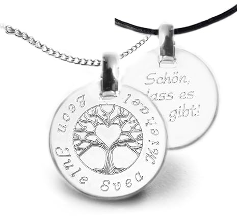 LATIGGA Personalisierte Lebensbaum Kette, 925 Silber, Gravur Kindernamen