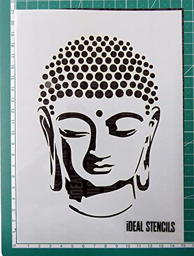 Buddha Bild Schablone - Malen Schablone für Kunst Handwerk und Dekorieren - Wiederverwendbare Schablone Hergestellt aus Waschbar Plastik - Farbe Design auf Wände, Stoff, Möbel