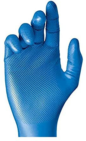 Juba Grippaz G, desechable nitrilo escamado sin polvo, azul - SIZE: 9