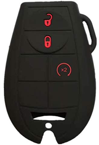 RUNZUIE Silicone Keyless Entry Remote Key Fob Cover Case Protector for Jeep Grand Cherokee Commander Dodge Challenger Charger Durango Grand Caravan Journey Magnum Ram 1500 2500 3500