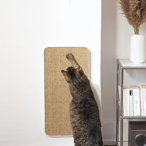 LucyBalu® Katzen Kratzbrett für die Wand I Austauschbare Sisal Kratzmatte mit Metallrahmen | Kratzteppich Katze | Kratzwand für Katzen | Kratzschutz Wand | Wandkratzbaum Katze | Kratzmöbel | Weiß