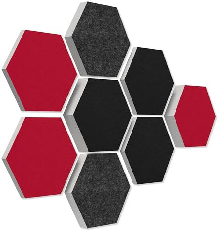 platino24 Schallabsorber COLORE aus Basotec G+ I Akustikpaneele mit Akustikfilz I 3D Wand-Paneele mit 8 Waben Multicolor I Akustikplatten zur Schalldämmung in Büro, Studio & Wohnung