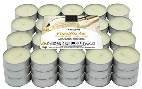 VELAS LUMAR 60 duftende Teelichtkerzen, Vanille-Duftkerzen, ± 4,5 Stunden Brenndauer