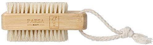 PARSA Beauty doppelseitige Holz-Handwaschbürste Nagelbürste mit praktischer Schlaufe für Bad, WC, Waschbecken, Werkstatt, Garten