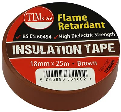 TIMCO ITBROWN - Cinta aislante de PVC, 25 m x 18 mm, color marrón