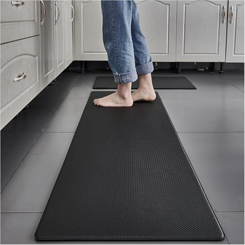 DECORN Cushioned Anti-Fatigue Mat, Non-Skid Waterproof Wipeable Thickened Comfort Standing Foam Mat - For Kitchen, Floor, Home, Office (black, 45cm×120cm)