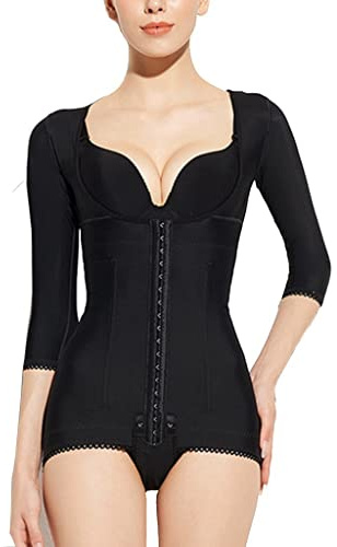Moldeador de Cuerpo Sin Costuras Top de Compresión de Manga Larga Fajas Moldeadoras para Control de Barriga para Mujer Liposucción de Compresión de Brazos Corsé de Entrenamiento Deportivo