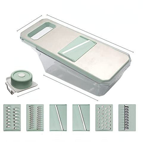 Anoudon Mandolin Slicer, Vegetable Cutter, 6 Blades, Food Slicer, 6 in 1 Cheese Grater, Mandolin, Vegetable Cutter, Grater for Kitchen, Mandolin, Vegetable Cutter, Onion, Potato with Hand Guard