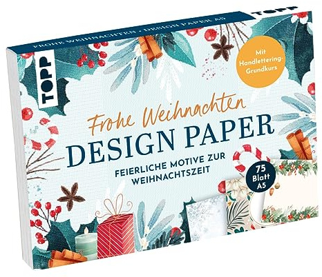 Design Paper A5: Frohe Weihnachten. Mit Handlettering-Grundkurs