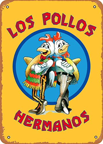 Filmposter Retro Metallschild Los Pollos Hermanos Inspiration Text Kunst Wandkunst Dekor Blechschild - 20,3 x 30,5 cm