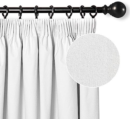 MYSKY HOME Gardinen Verdunkelungsvorhang mit Kräuselband Schlafzimmer Wärmeisolierter 2er-Set Gardine Kurz Verdunkelungsvorhänge Durchgängen Beschichtung Sonnenschutz, H160xB140cm, Grau-weiß