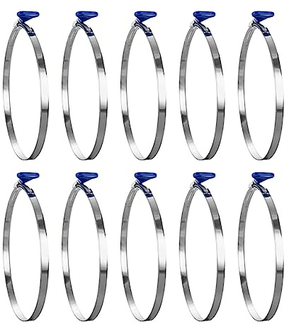 POWERTEC 70250-P2 6 Inch Key Hose Clamp, Thumb Screw Key Adjustable Stainless Steel Hose Clamps for Dust Collection, Dust Collector and Dryer Vent Hose, Pipe Clamp, RV Clamp, Worm Gear Clamp, 10 Pack