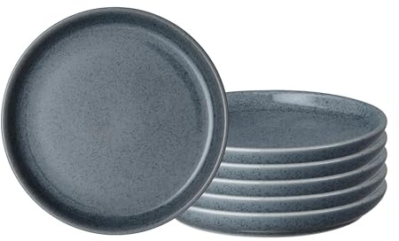 Denby - Dark Gray Speckle Medium Plates Set of 6 - Gray Reactive Glaze Patterned - Dishwasher, Microwave Safe Crockery 8.25 - Ceramic Stoneware Tableware - Chip & Crack Resistant