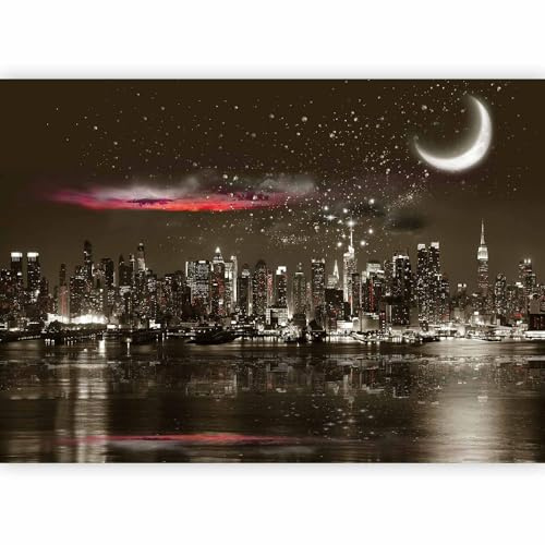 murando Fotomurales Nueva York 500x350 cm XXL Papel pintado tejido no tejido Decoración de Pared decorativos Murales moderna de Diseno Fotográfico Noche City New York NYC d-A-0044-a-a