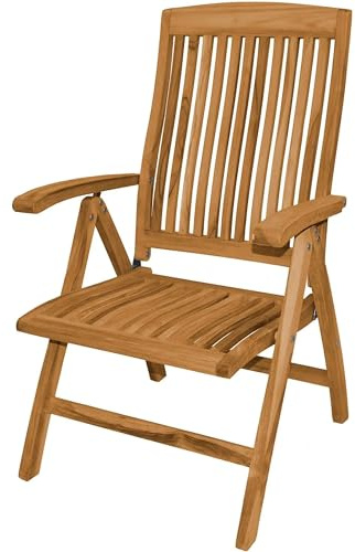 Teako Design Gartensessel Teakholz Hochlehner Bari Massivholz Wetterfest, Gartenmöbel, 64 x 49 x 110 cm, Langlebige Outdoormöbel, Holzstühle, Terassenzubehör