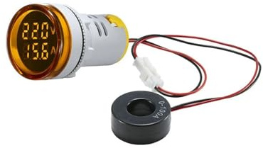 voltímetro digital Voltímetro Digital cuadrado AC 50-500V 0-100A amperímetro 110V 220V medidor de corriente de voltaje voltímetro voltímetro probador de amperios(Yellow-Round)