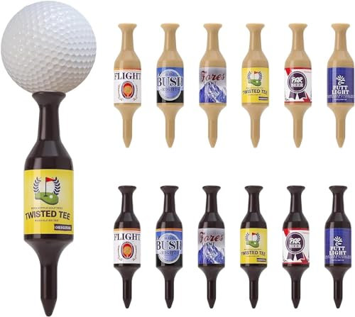 Golf Tees Bierflasche 6/12 Pack, 3,54“ Groß Golf Tee Halter, Kunststoff Recycelbar Unzerbrechlich Golf Geschenke Bachelor Party Geschenke Für Männer, Kunststoff Golf Tee Zubehör (braun 12 pack)