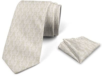 Wpamlrta Juego de corbata verde lima para hombre, pañuelo para novio, fiestas, bodas y todas las ocasiones, beige, Taille unique