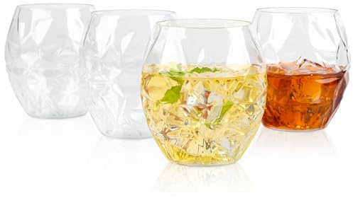 hotder Tritan-Kunststoff weingläser 473ml（16oz）, Wassergläser Trinkgläser Saftgläser 4er set, spülmaschinenfest, Perfekt für zu Hause, Camping, Party, BPA-frei Vertikale Gestaltung