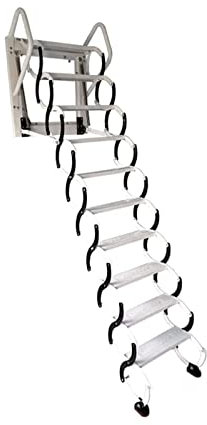 esmen Wandmontierte Treppe, einziehbare Dachbodenleiter, herunterziehbare Dachbodenleiter, klappbare Dachbodentreppe für den Außenbereich, für ausziehbare Dachbodenleiter mit Armlehnen