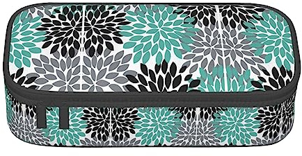 LimPac Trousse à crayons de grande capacité avec motif fleur de dahlia - Trousse à crayons - Organiseur de bureau ou de maquillage, Noir , Taille unique, Art Eeco