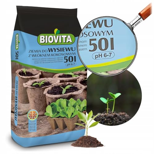 BIOVITA Aussaaterde mit Kokosfaser 50L – Spezialerde für Sämlinge, Pikieren, Anzucht und Stecklinge, hochwertige Anzuchterde für Pflanzenzucht, ideal für Kräuter- und Gemüsesamen