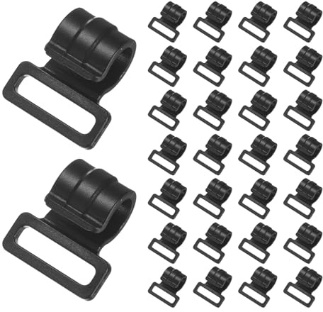 TIXIPEM Zeltstangen-Clips, C-förmige Klemme für Camping, Markisen und Vordächer, POM-Kunststoffbefestigung mit Gurtband, 1,1 cm, 30 Stück