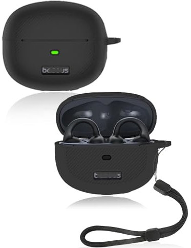 Schutzhülle für Baseus Bowie MC1 Wireless Earbuds, yystao Weiche Silikonhülle mit Umhängeband, hautfreundlich & langlebig, Schwarz