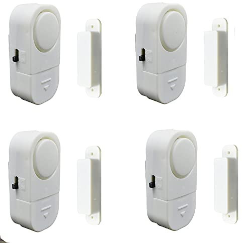 4 Packs Alarmes de Porte et de Fenêtre pour Sécurité des Enfants,Sécurité de Maison,Sécurité du Bureau,Capteurs Alarme Antivol Magnétiques,Alarmes de Porte et de Fenêtre,Piles Gratuites