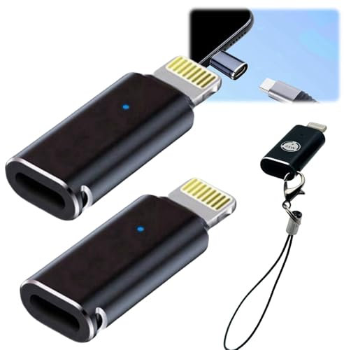 2pcs Lightning Female to USB C Male Adapter,USB C Female to Lightning Male Adapter Supports,US/B C to Light/ning Adap/ter for iPhone 5-14/iPad/Air/Mini/Airpod,Support Charging and Data Transfer(Black)