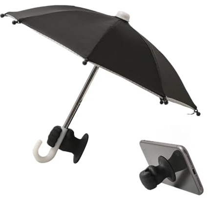 Phone Umbrella for Sun UV Protection Mini Shade | Portable Wind-Proof Phone Umbrella with Fist Suction Cup for Beach Bicycles Motorcycle Outdoor Chair Travel