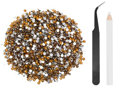 sourcing map 5000 diamantes de imitación de resina con parte trasera plana, SS12 de 3 mm, gemas de brillo redondas a granel con herramientas de recogida para manualidades, vasos, tazas, ropa, color
